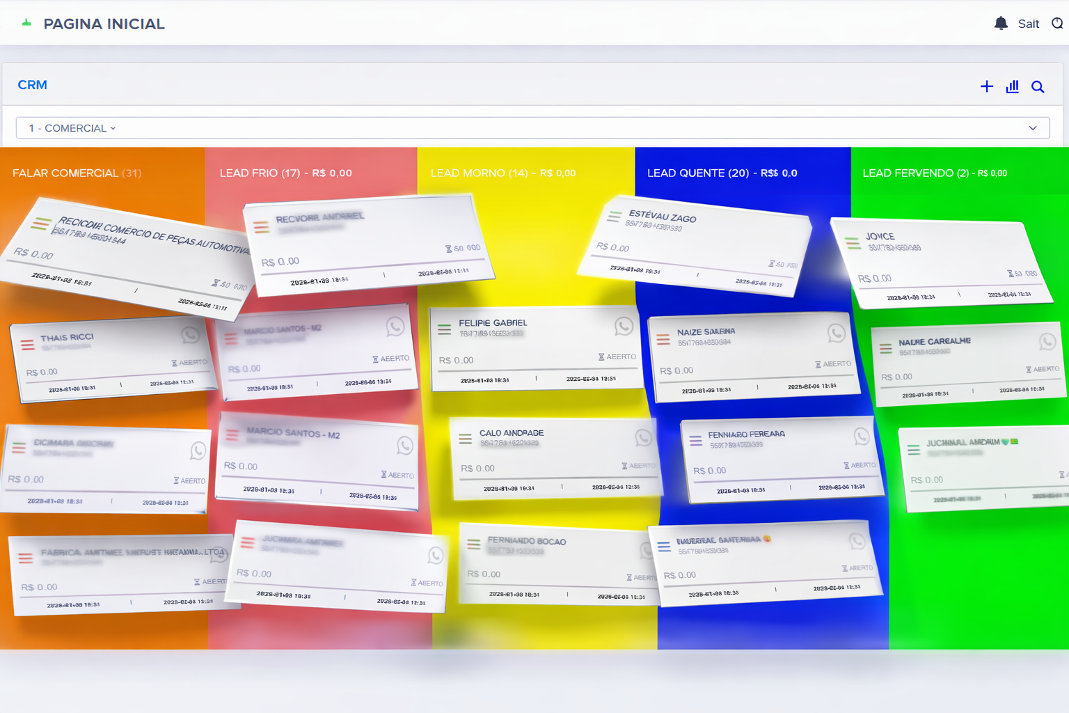 CRM CINNDI - Interface de gestão de vendas