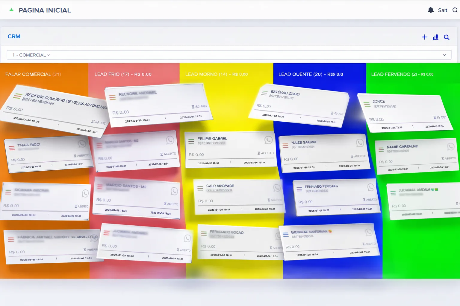 CRM CINNDI - Interface de gestão de vendas
