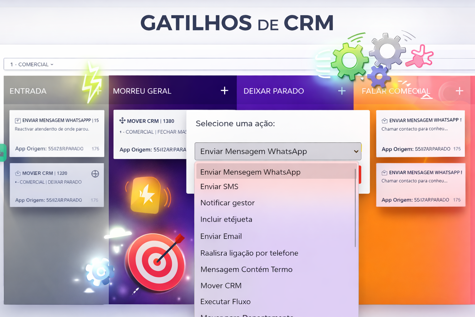 CRM CINNDI - Gatilhos automáticos do funil de vendas